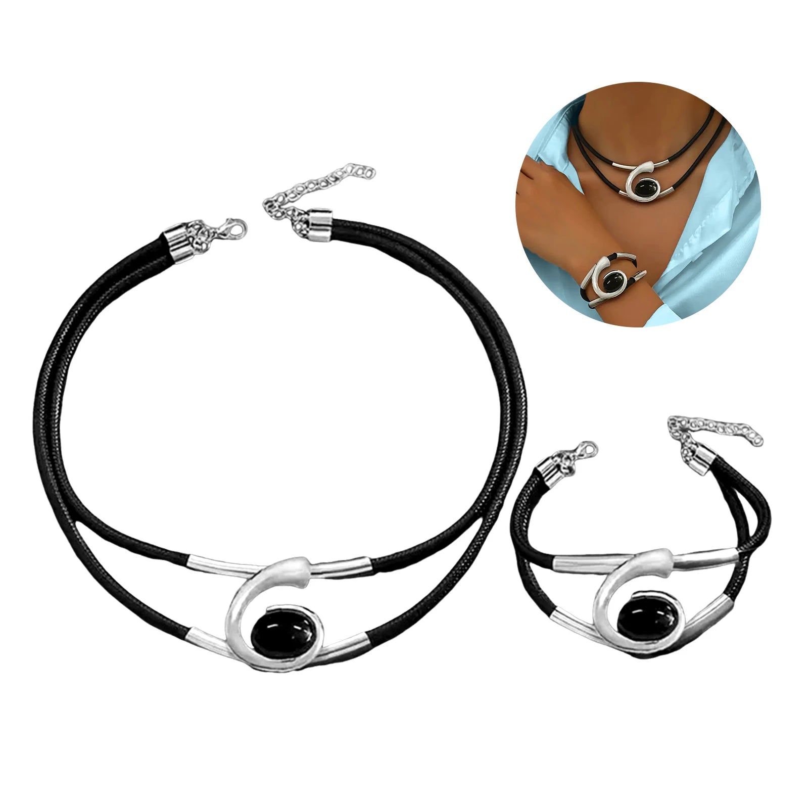 Bohemian Retro Spiral Acrylic Necklace & Bracelet Set