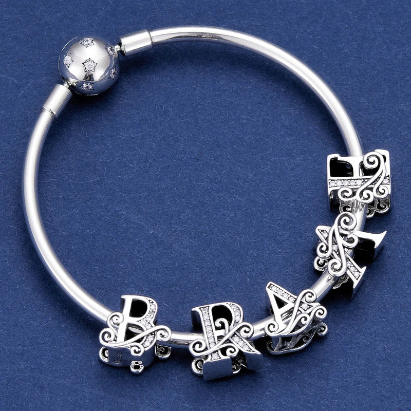 925 Sterling Silver Alphabet Letter Charm