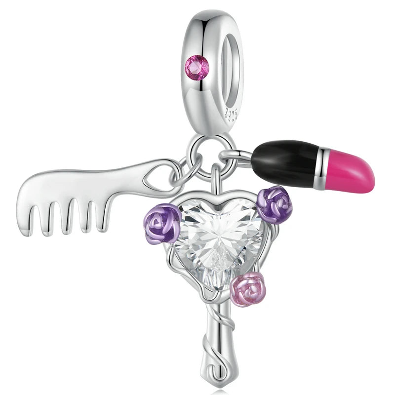 925 Sterling Silver Beauty Cosmetics Hanging Charm