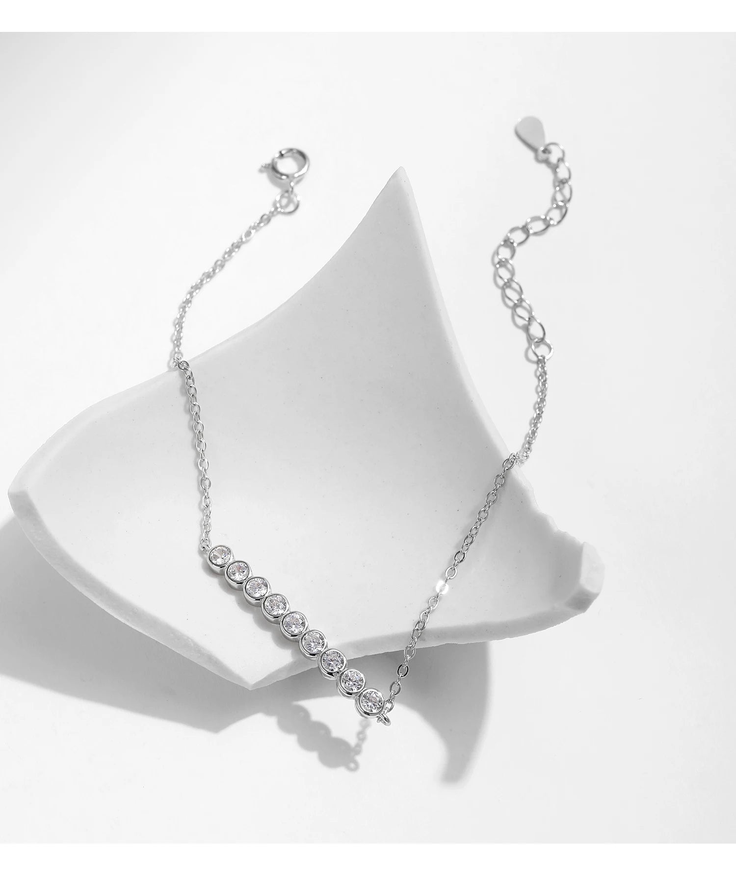 925 Sterling Silver Moissanite Necklace & Bracelet Jewelry Set