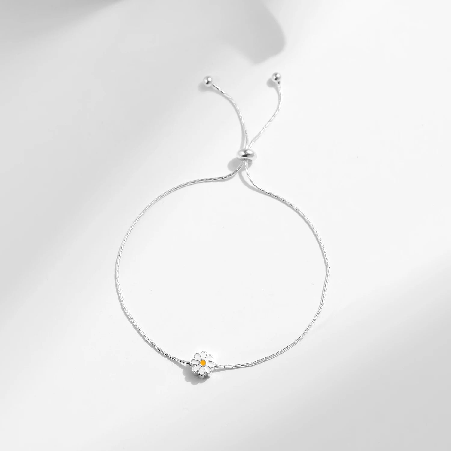 925 Sterling Silver Enamel Daisy Flower Bracelet