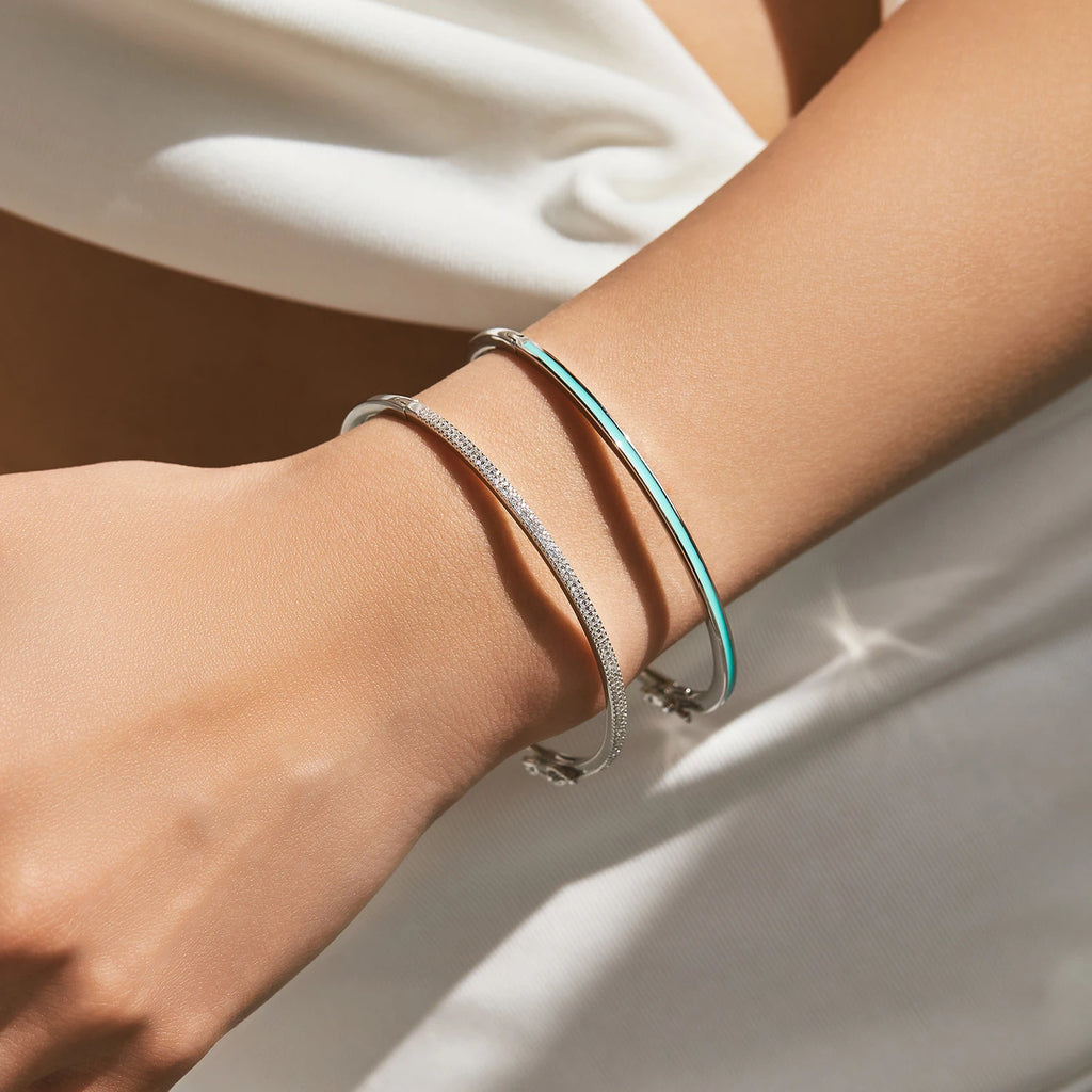 925 Sterling Silver Mint Green Enamel Bangle