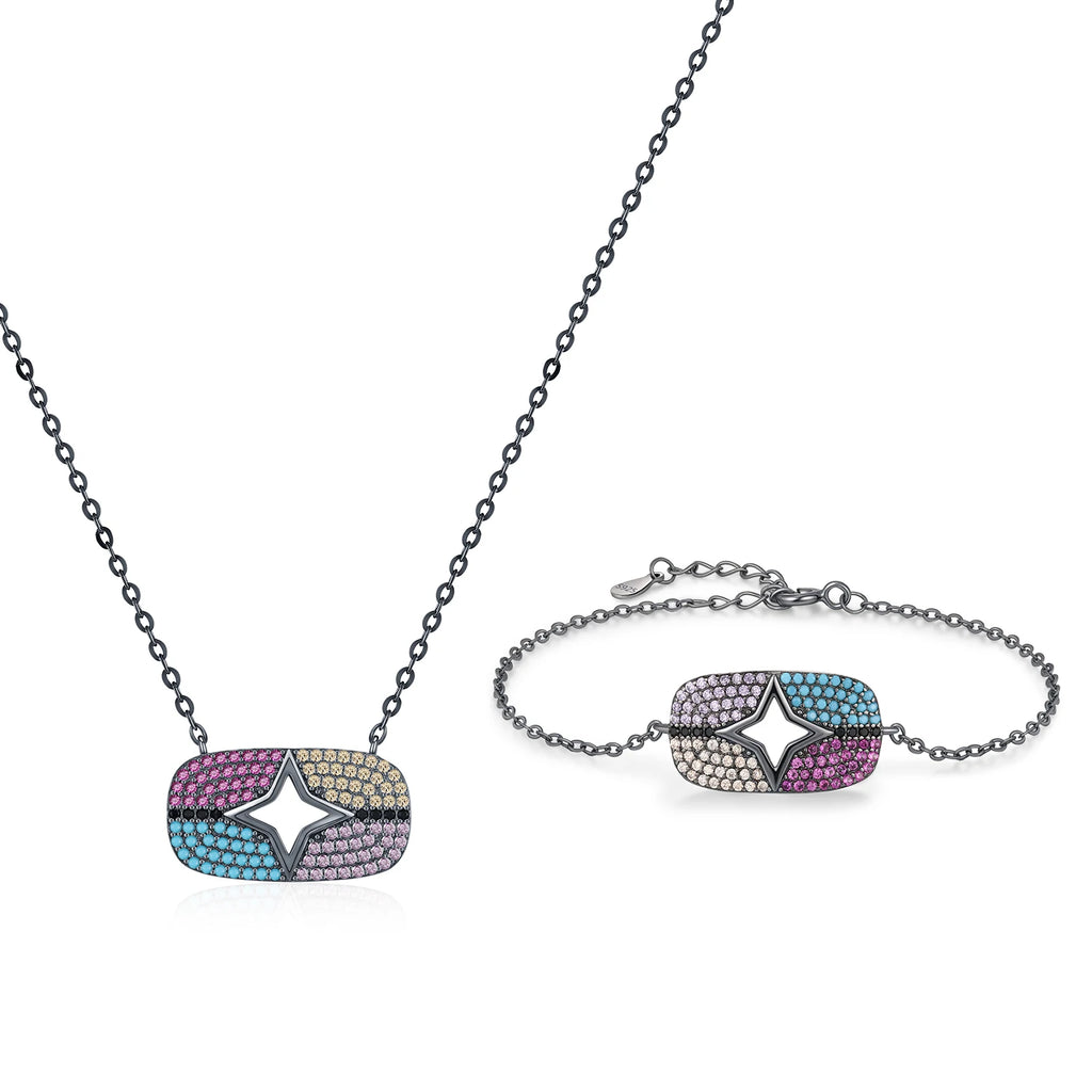 925 Sterling Silver Colorful Stars Jewelry Set