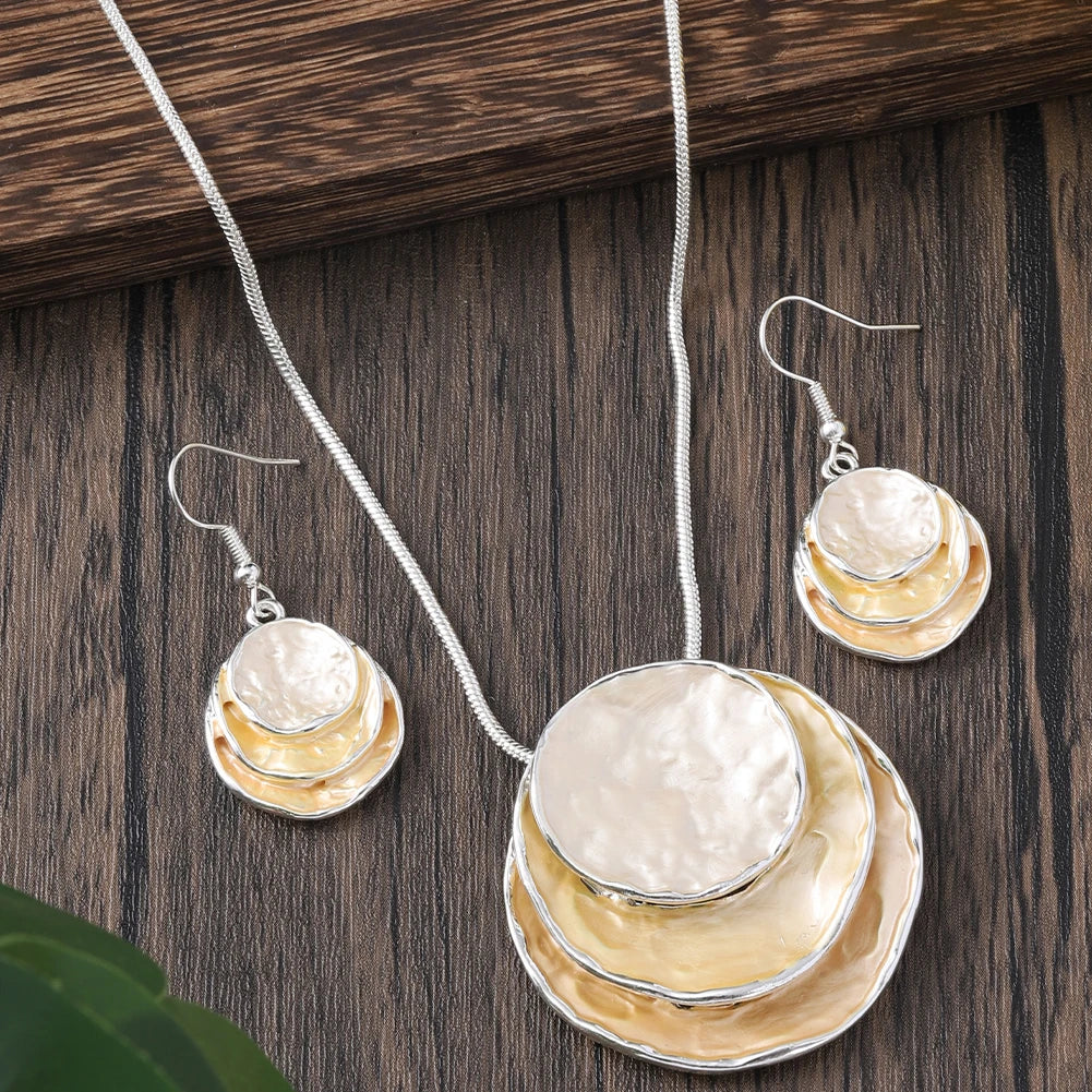 Round Irregular Necklace & Earrings Set