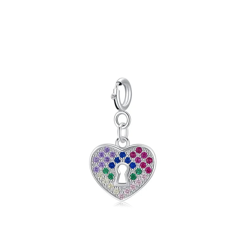 925 Sterling Silver Enamel Rainbow Plant Heart Charm
