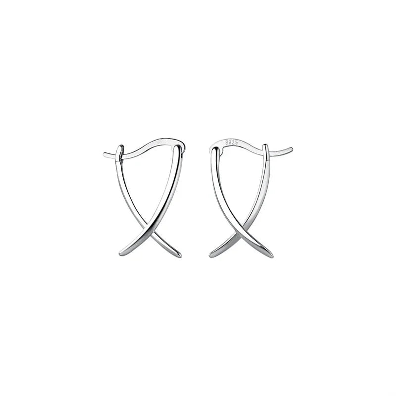 925 Sterling Silver Abstract Hoop Earrings