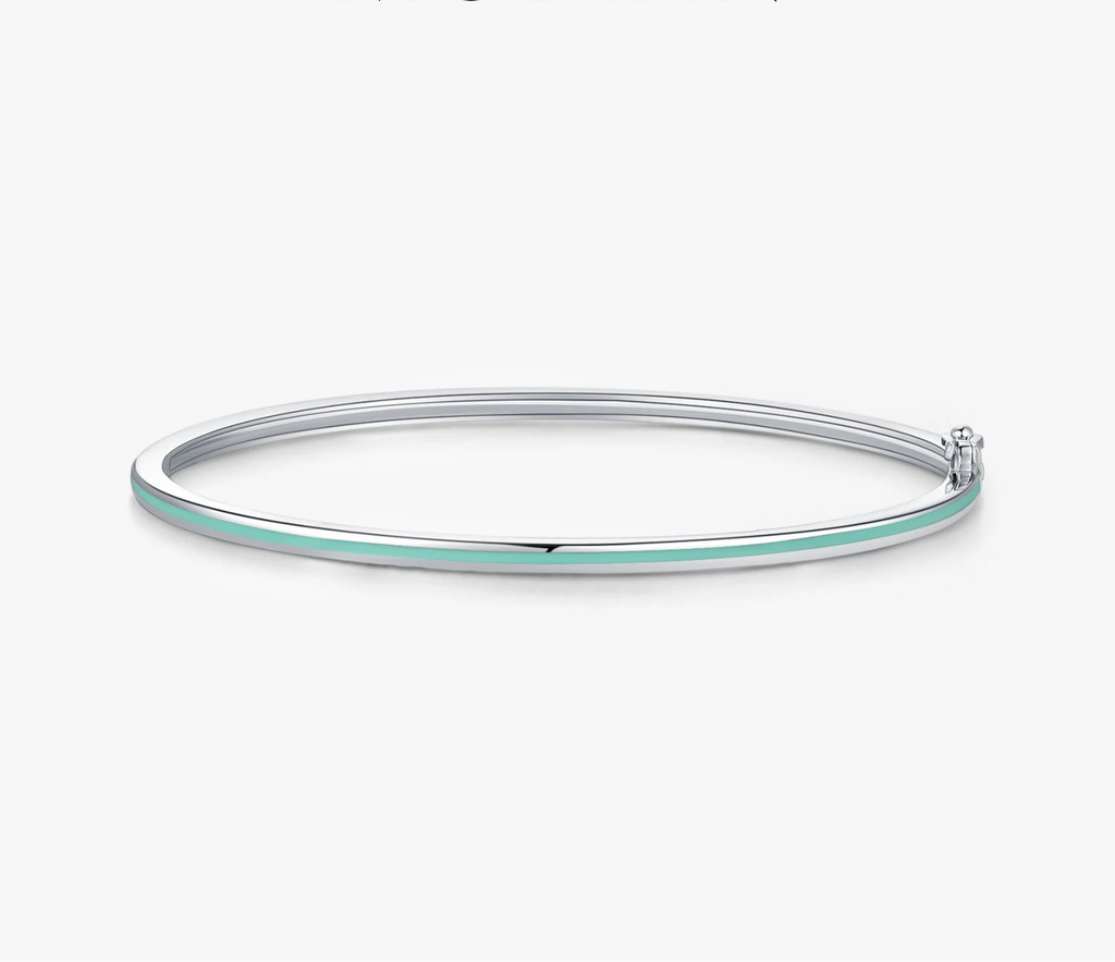 925 Sterling Silver Mint Green Enamel Bangle