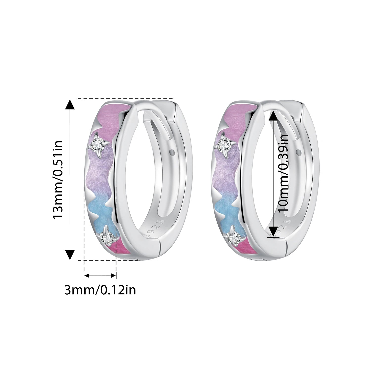 925 Sterling Silver Fantasy Galaxy Heart Hoop Earrings