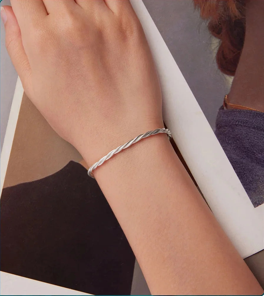 925 Sterling Silver Double-Layer Twisted Snake Chain Bracelet