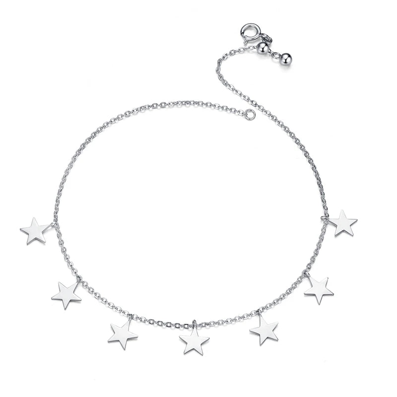 925 Sterling Silver Minimalist Beaded Anklet