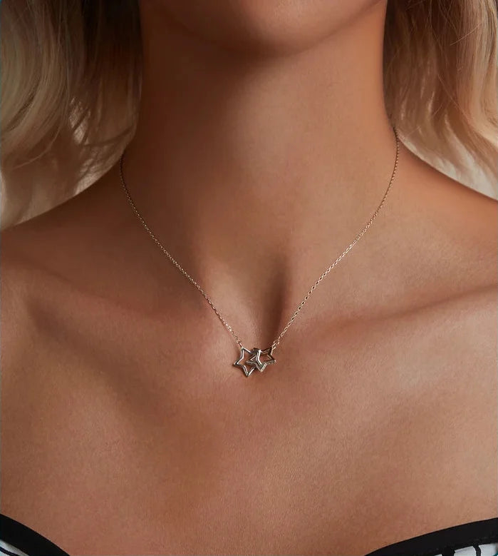 925 Sterling Silver Swinging Starlight Necklace
