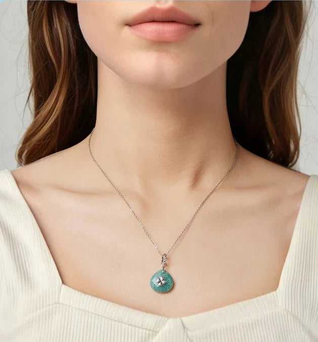 925 Sterling Silver Lucky Amazonite & Amethyst Charm