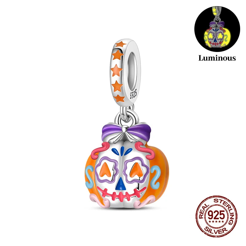 925 Sterling Silver Halloween Luminous Charm Bead