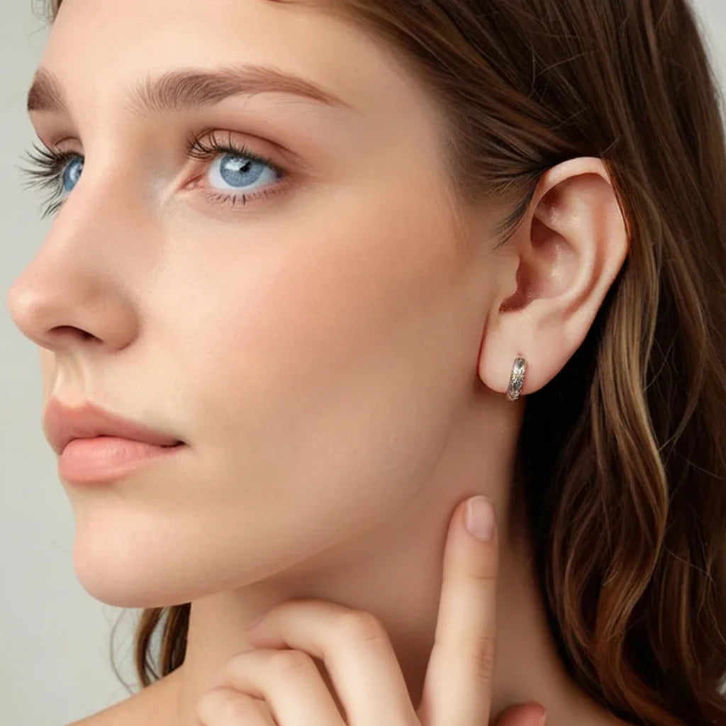 925 Sterling Silver Yellow Sunflower Hoop Earrings