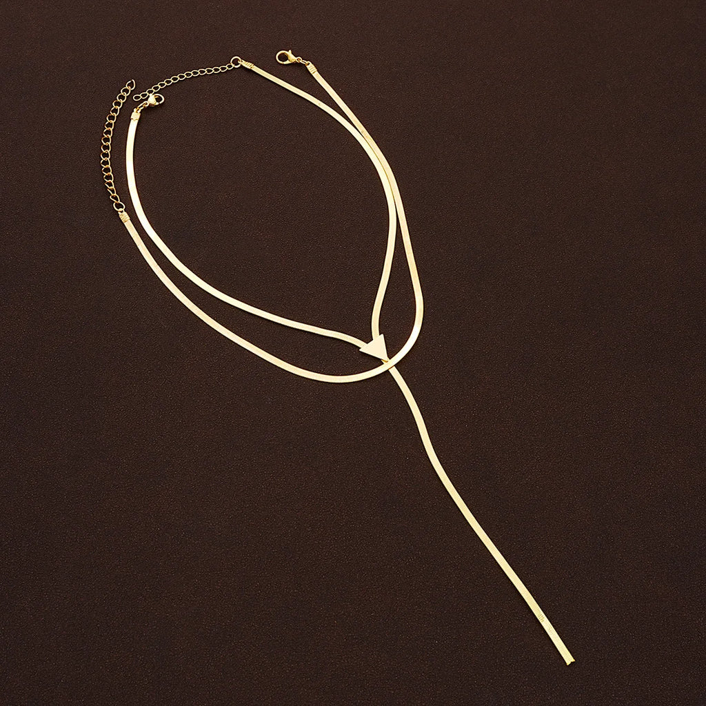 Layered Gold Triangle Tassel Necklace