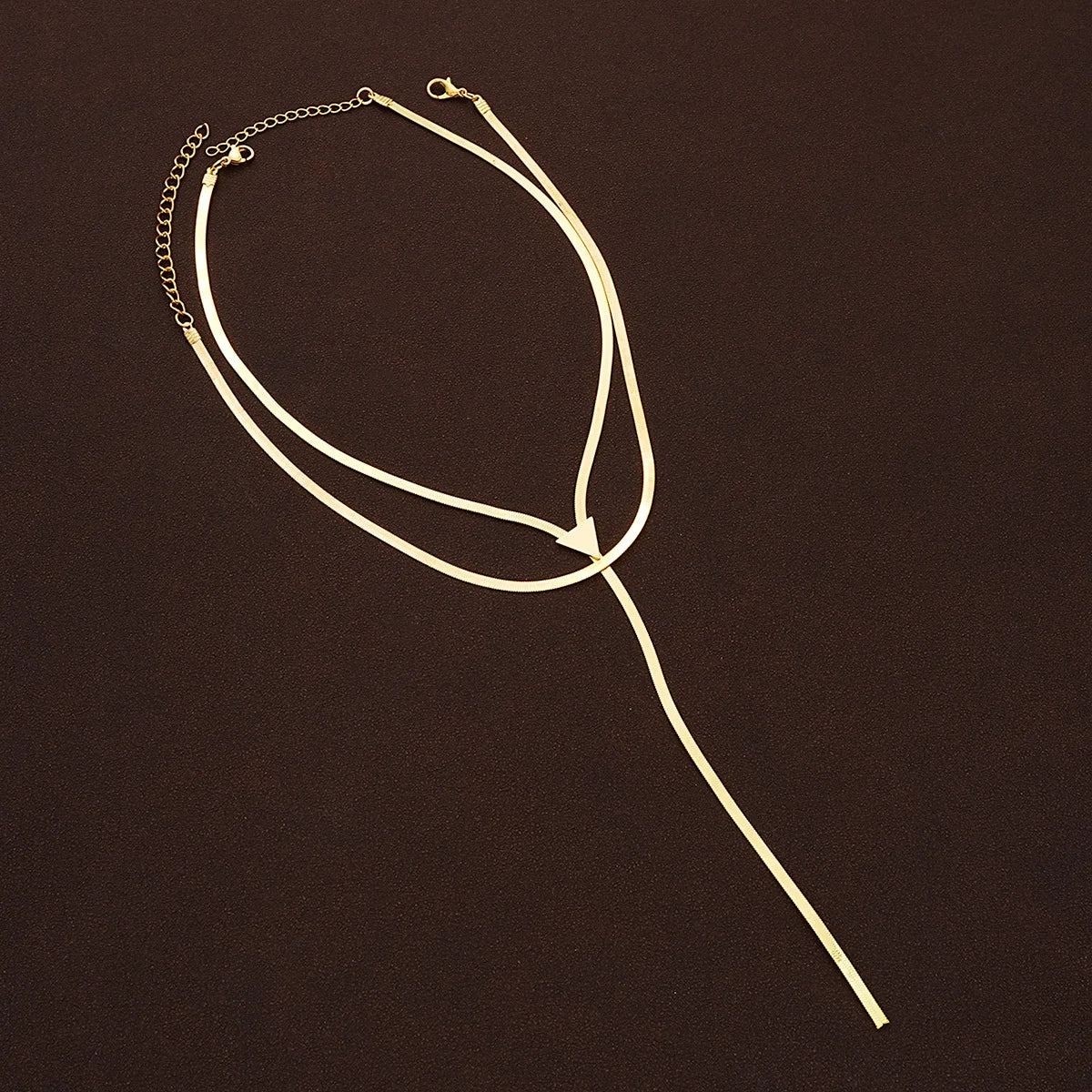 Layered Gold Triangle Tassel Necklace