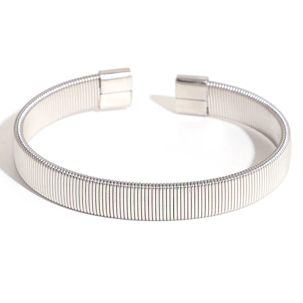 Hand-Woven Twisted Metal Open Bracelet