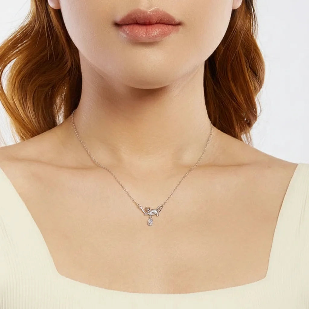 925 Sterling Silver Moonstone Cat Necklace