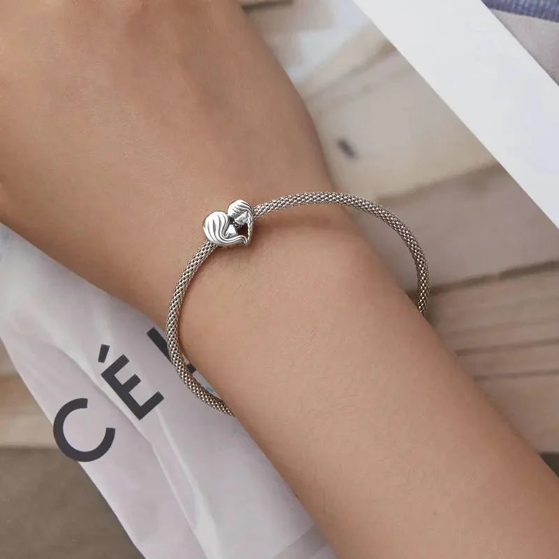 925 Sterling Silver Mother & Daughter Dangle Charm