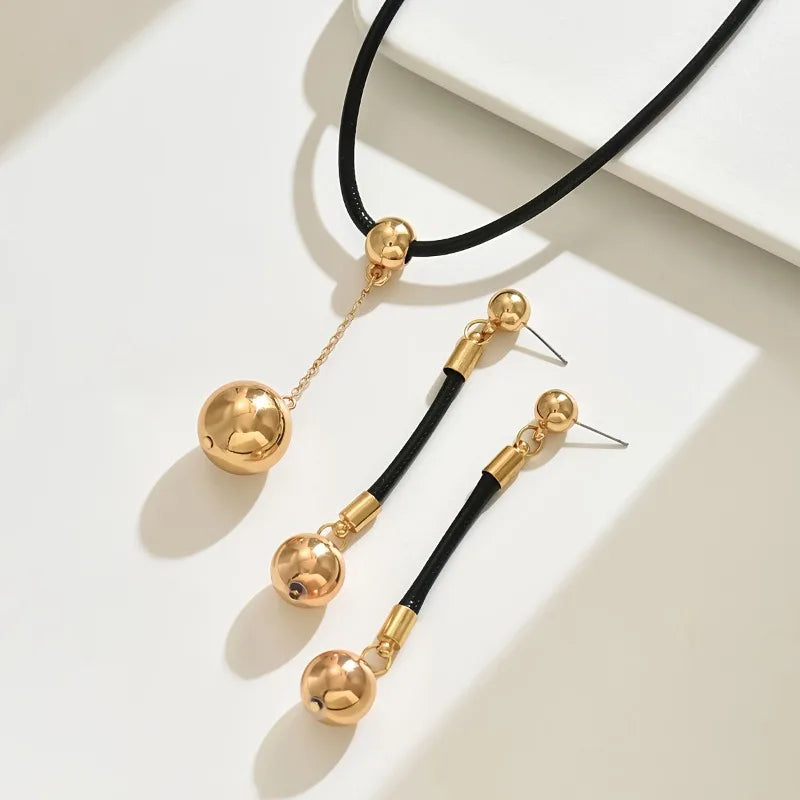 Simple Black Rope Jewelry Set