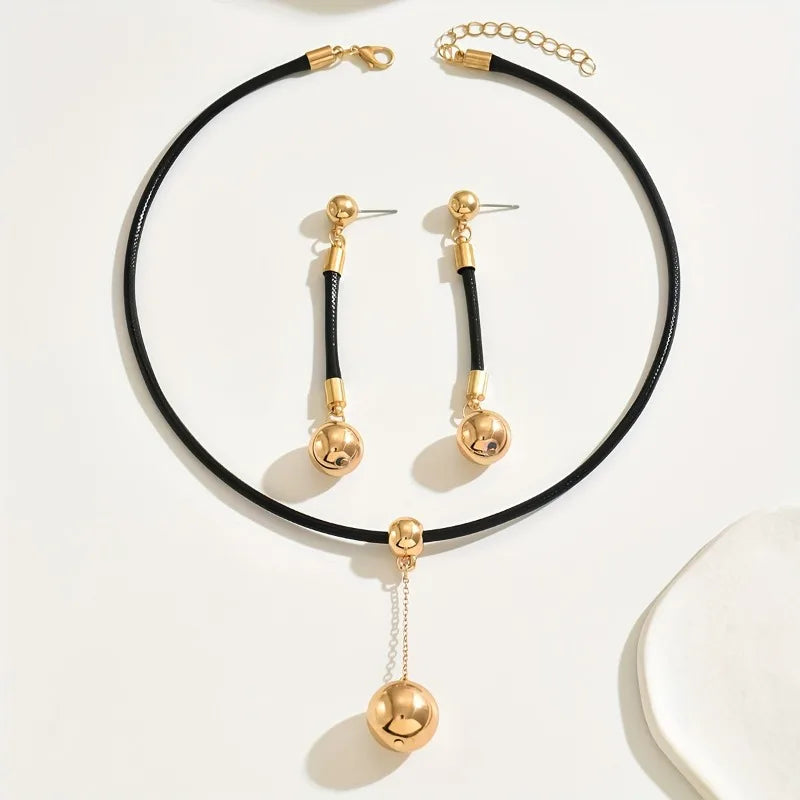 Simple Black Rope Jewelry Set