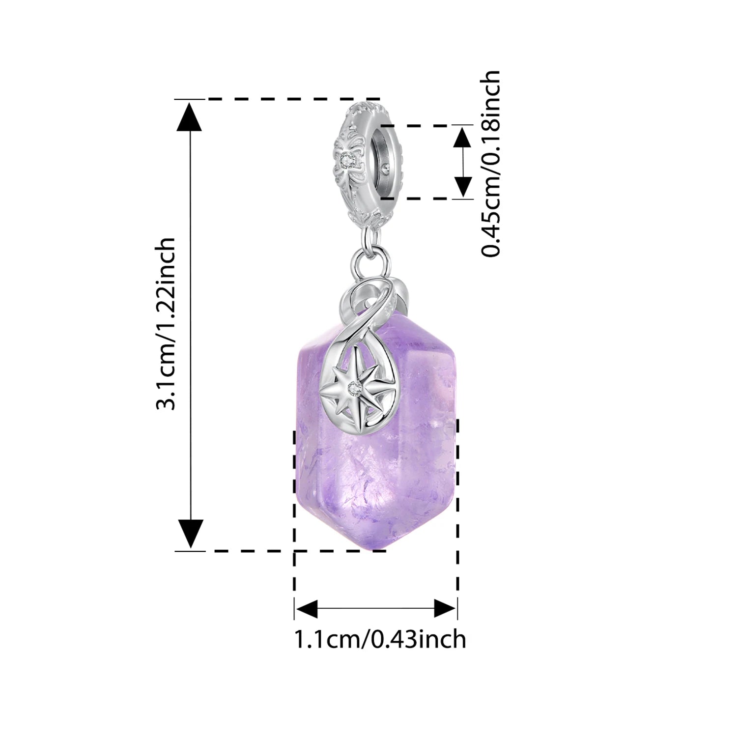 925 Sterling Silver Lucky Amazonite & Amethyst Charm