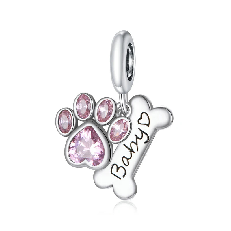 925 Sterling Silver Cat Claw Heart Charm