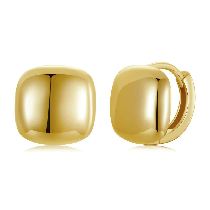 925 Sterling Silver Chunky Square Hoop Earrings