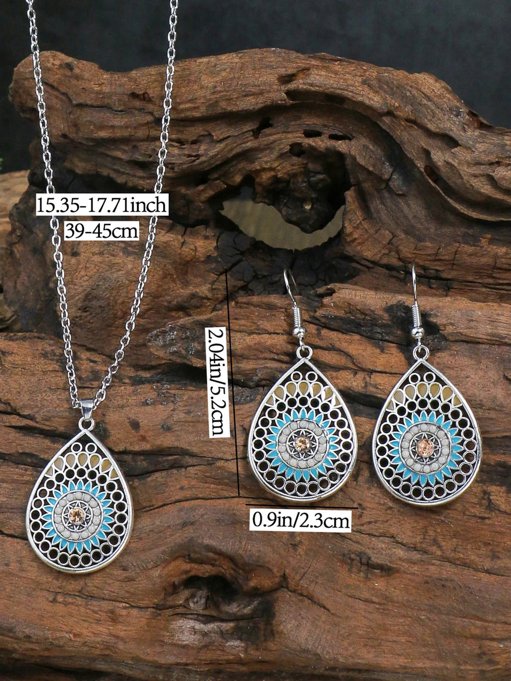 Bohemian Colored Glaze Necklace & Earrings Set