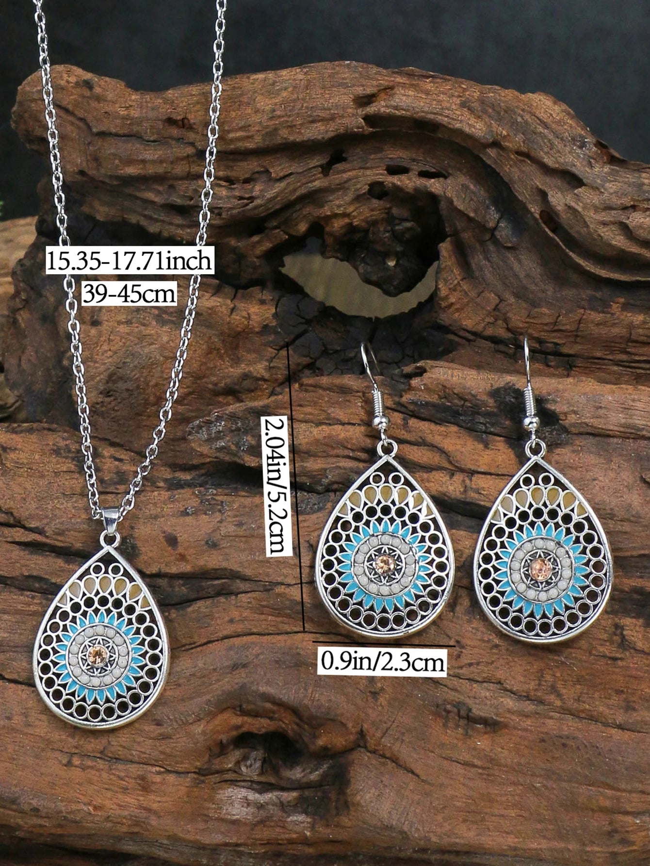 Bohemian Colored Glaze Necklace & Earrings Set