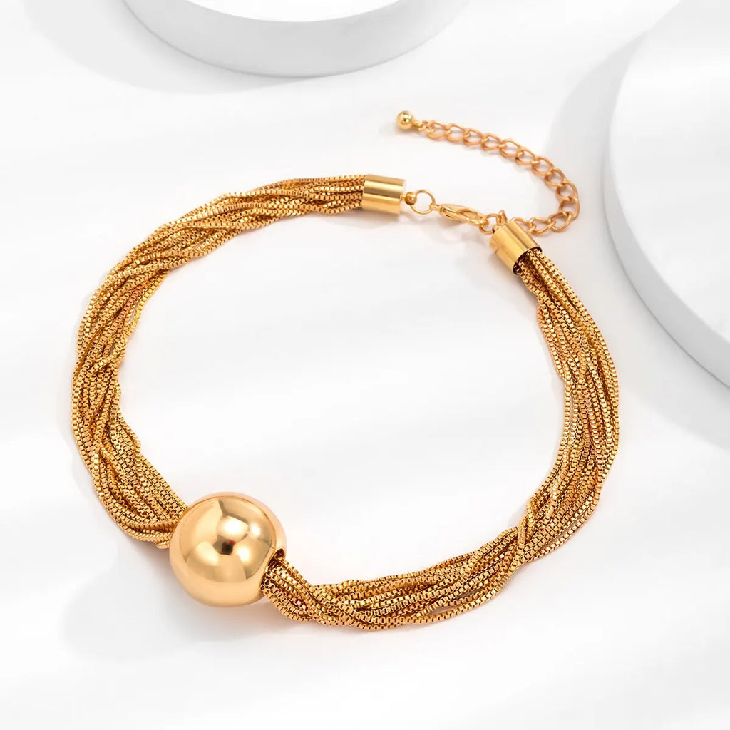 Chunky Twisted Chain Necklace & Bracelet Set with Ball Pendant