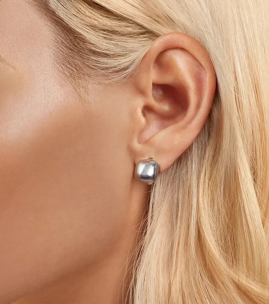 925 Sterling Silver Chunky Square Hoop Earrings