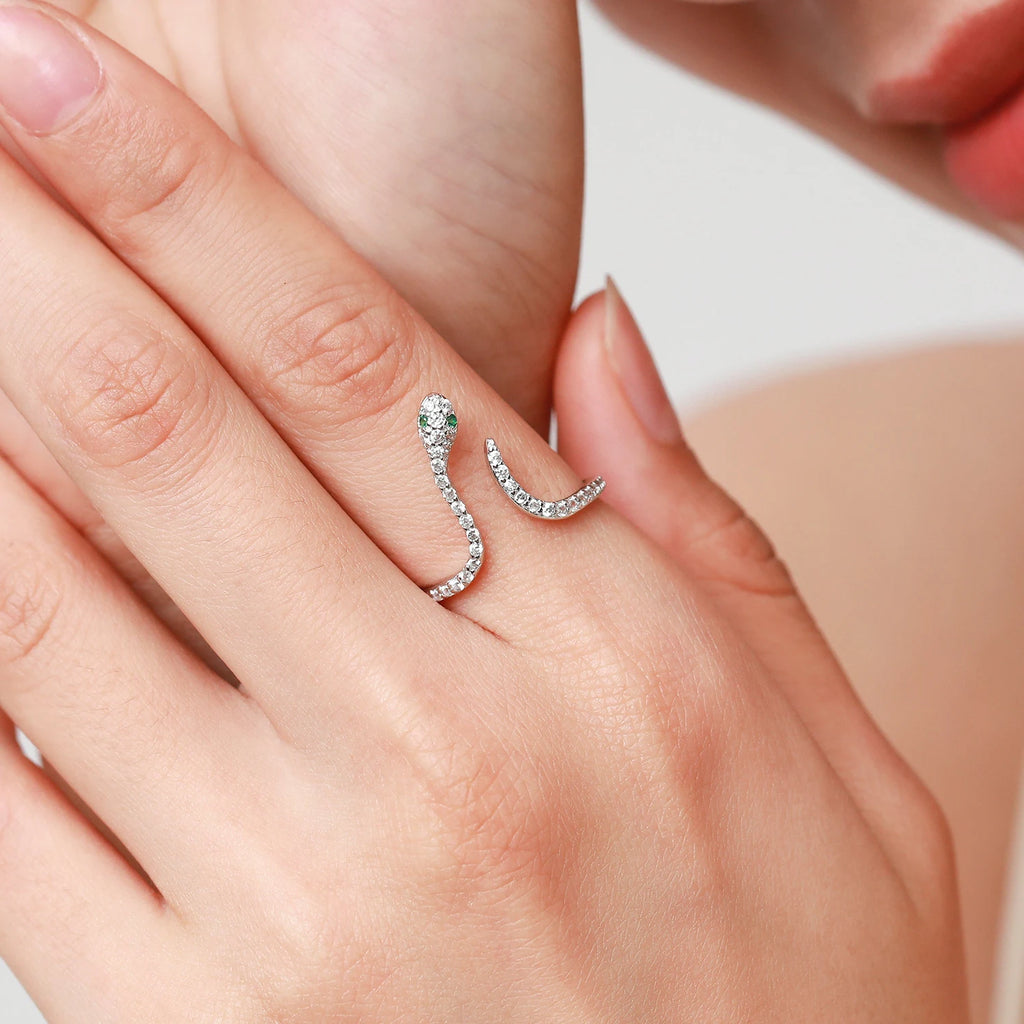 925 Sterling Silver Punk Fashion  Exquisite  Clear CZ Snake Sets