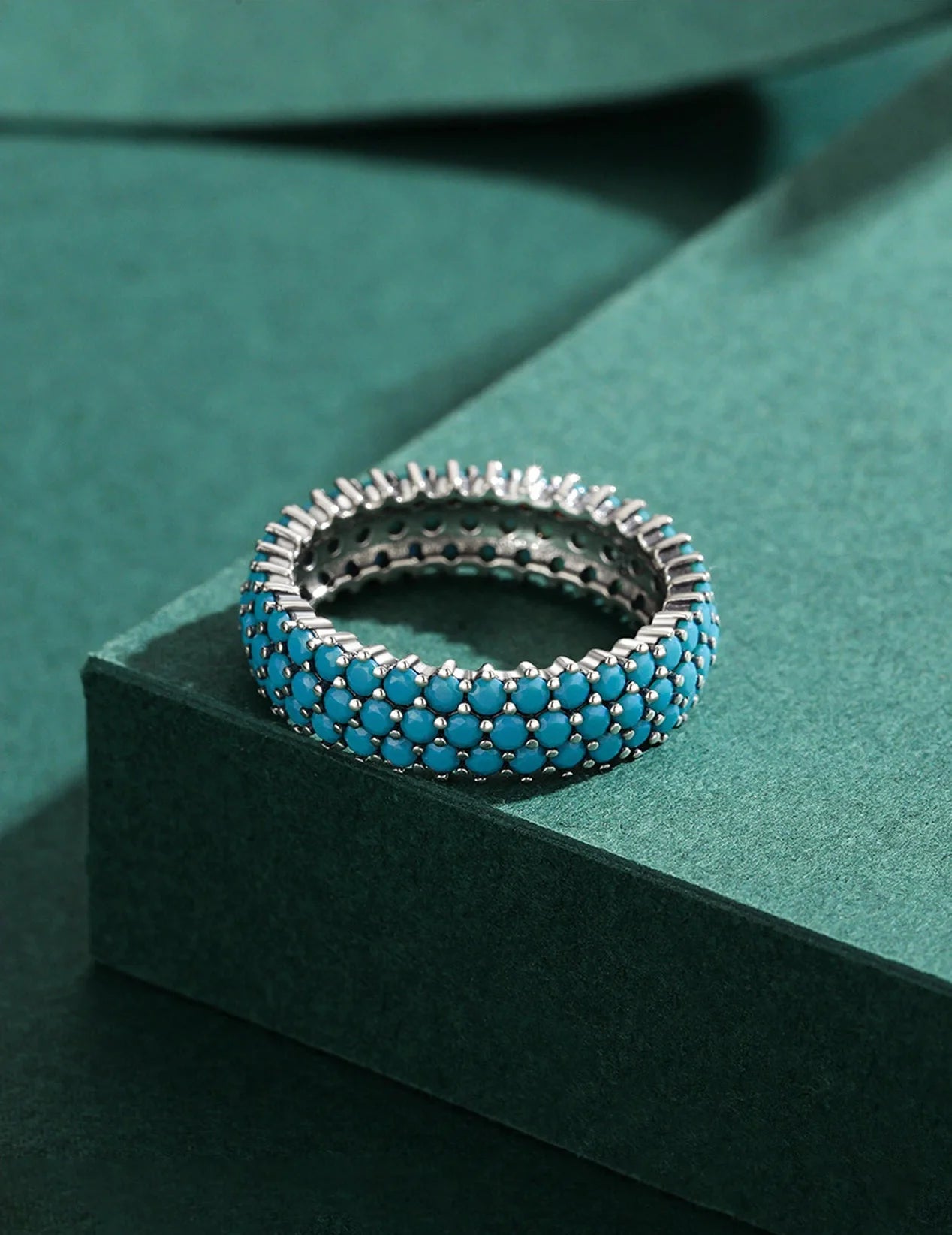 925 Sterling Silver Bohemian Style Turquoise Rings Necklaces Pendant Jewelry Sets