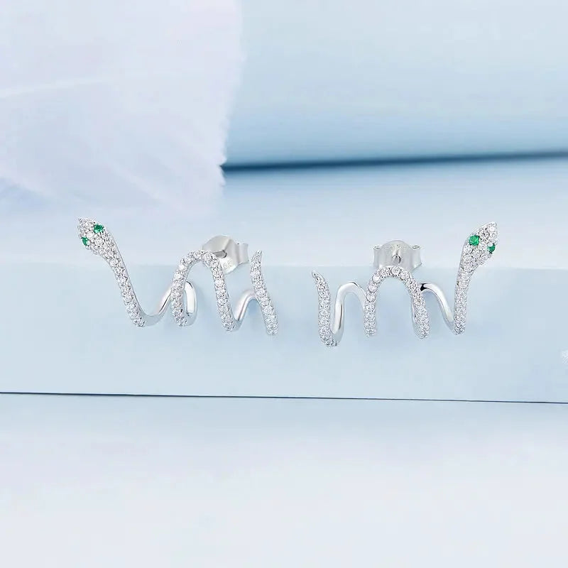 925 Sterling Silver Multi-Layer Snake Stud Earrings