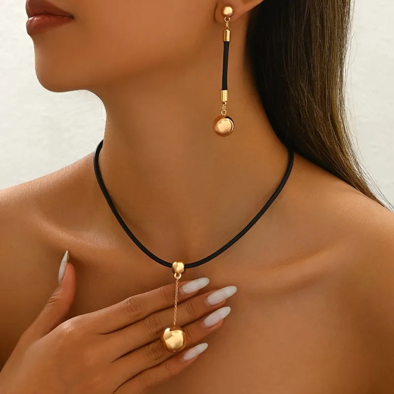 Simple Black Rope Jewelry Set