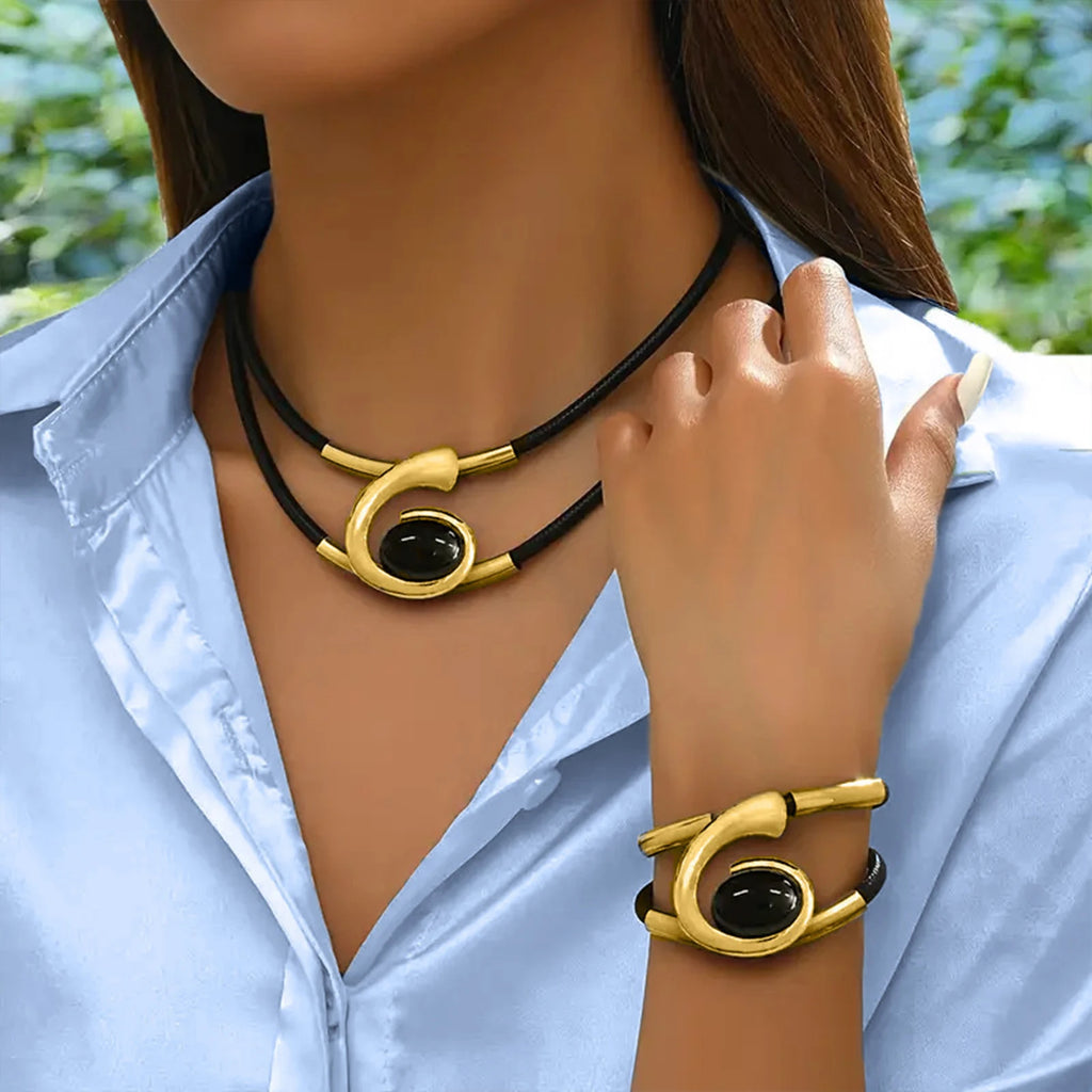 Bohemian Retro Spiral Acrylic Necklace & Bracelet Set