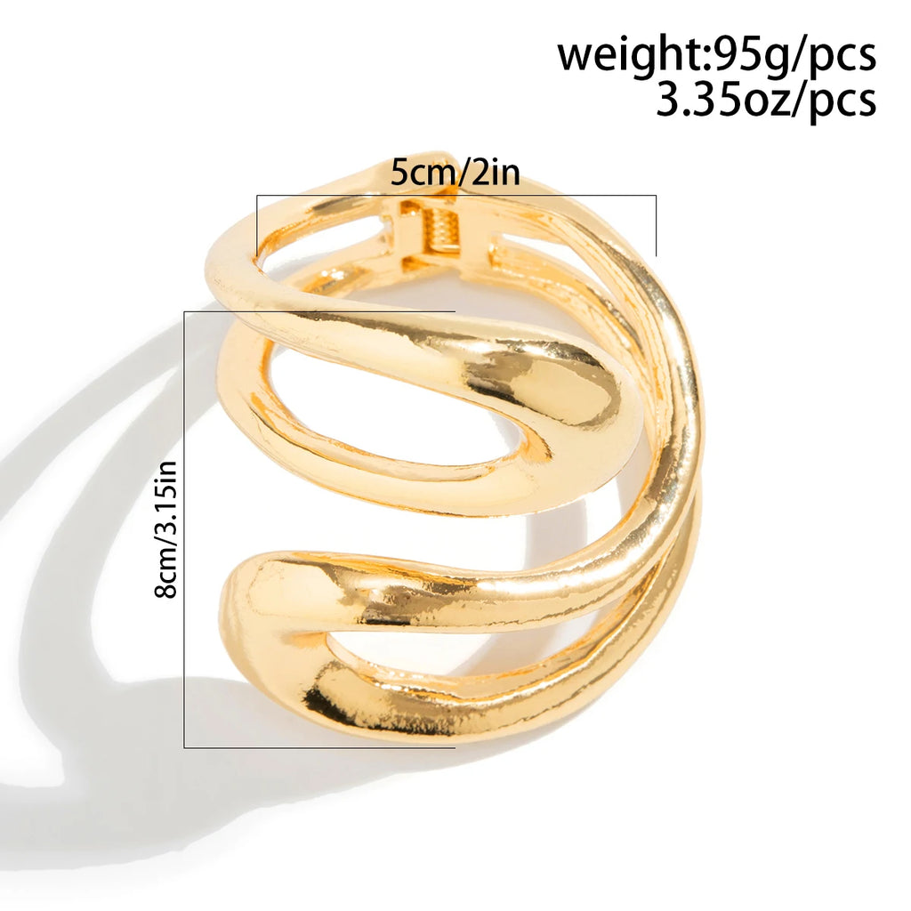 Chunky Twisted Gold Open Cuff Bracelet