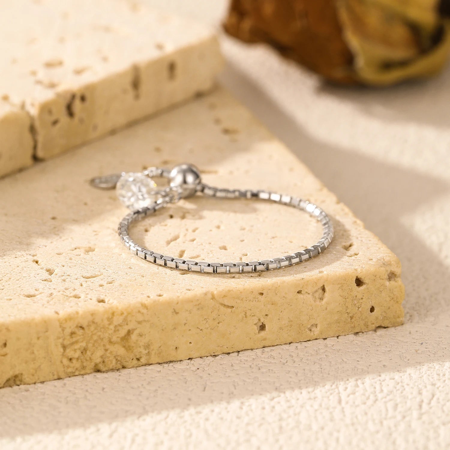 925 Sterling Silver D Color Moissanite Adjustable Chain Ring