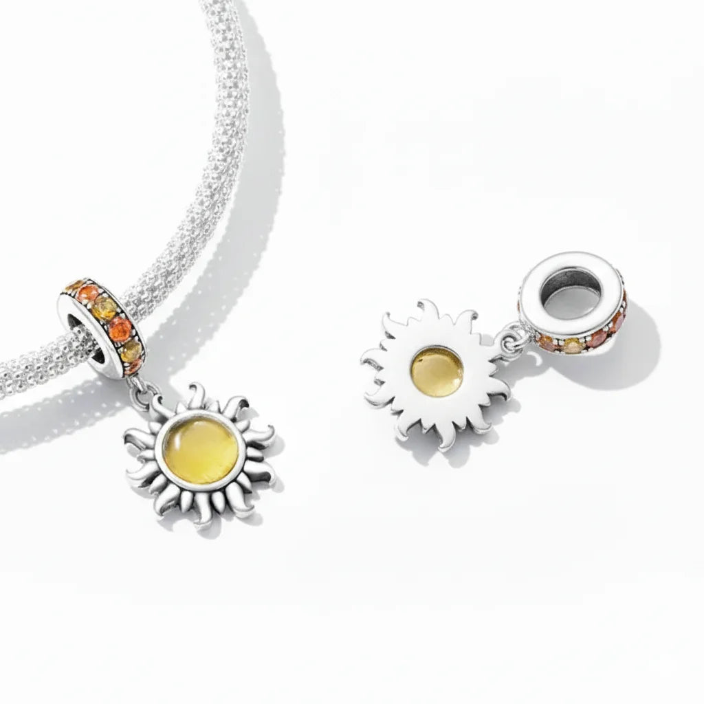 925 Sterling Silver Bright Sun Charm