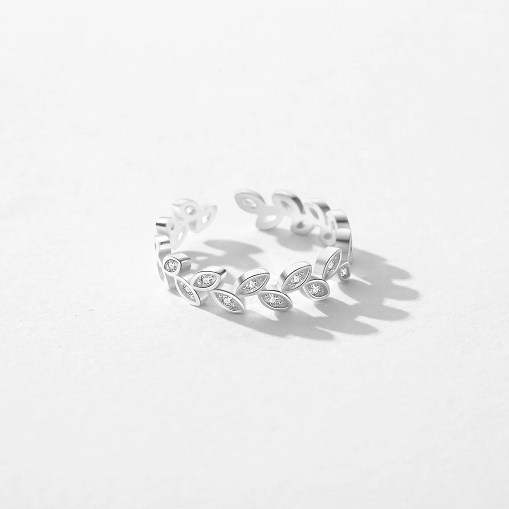 925 Sterling Silver Tree Leaf Adjustable Ring