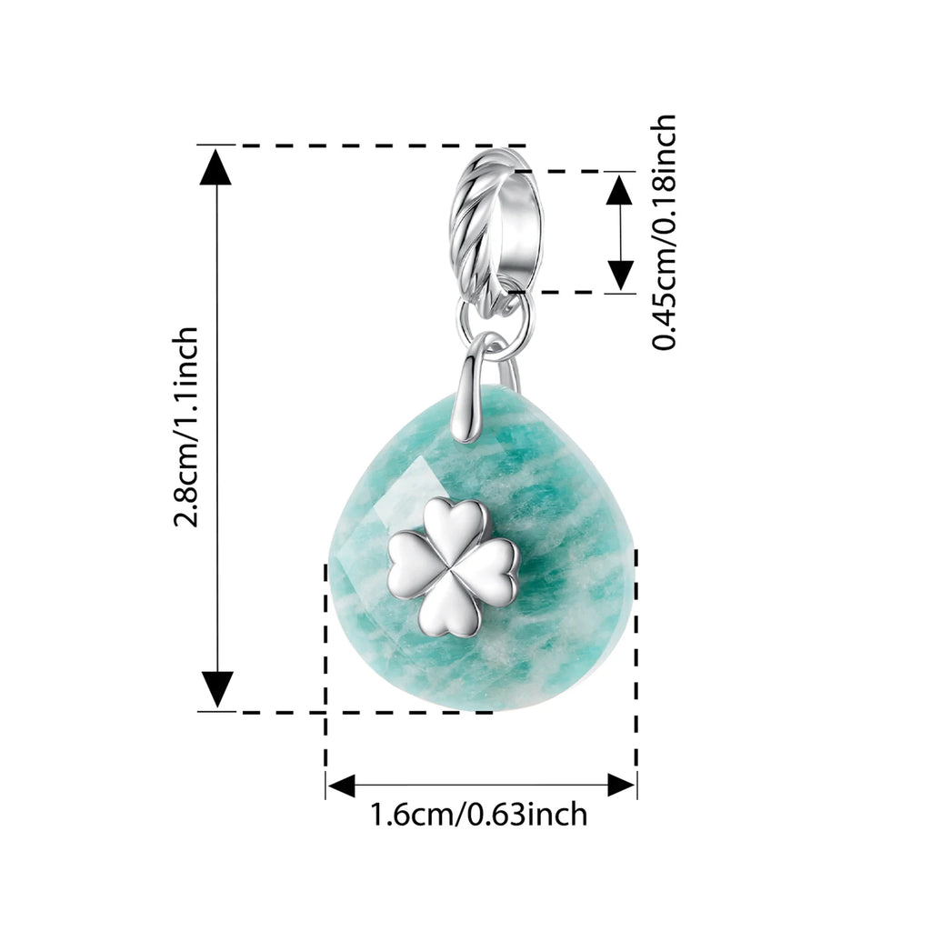 925 Sterling Silver Lucky Amazonite & Amethyst Charm