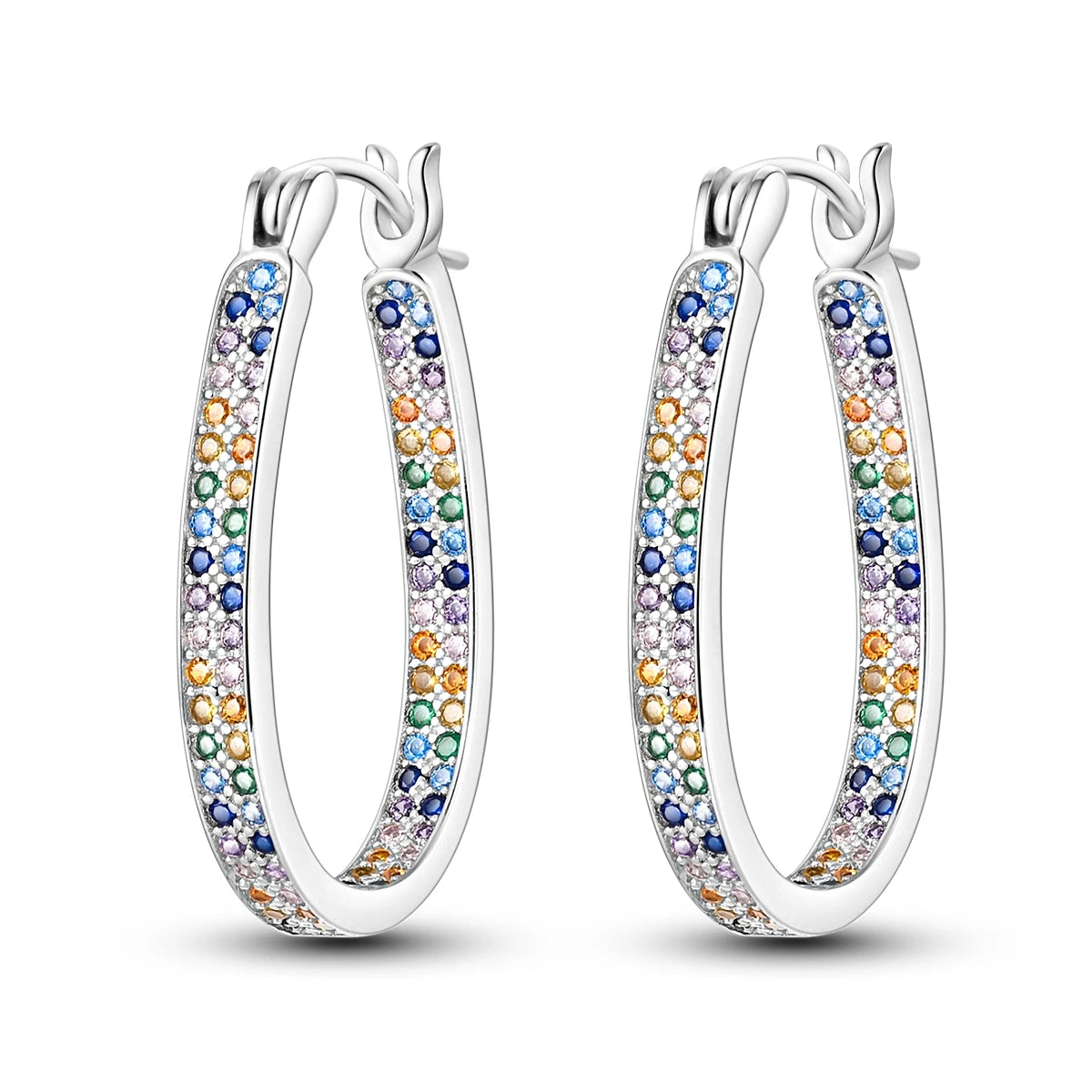 925 Sterling Silver Colorful Wavy Earrings
