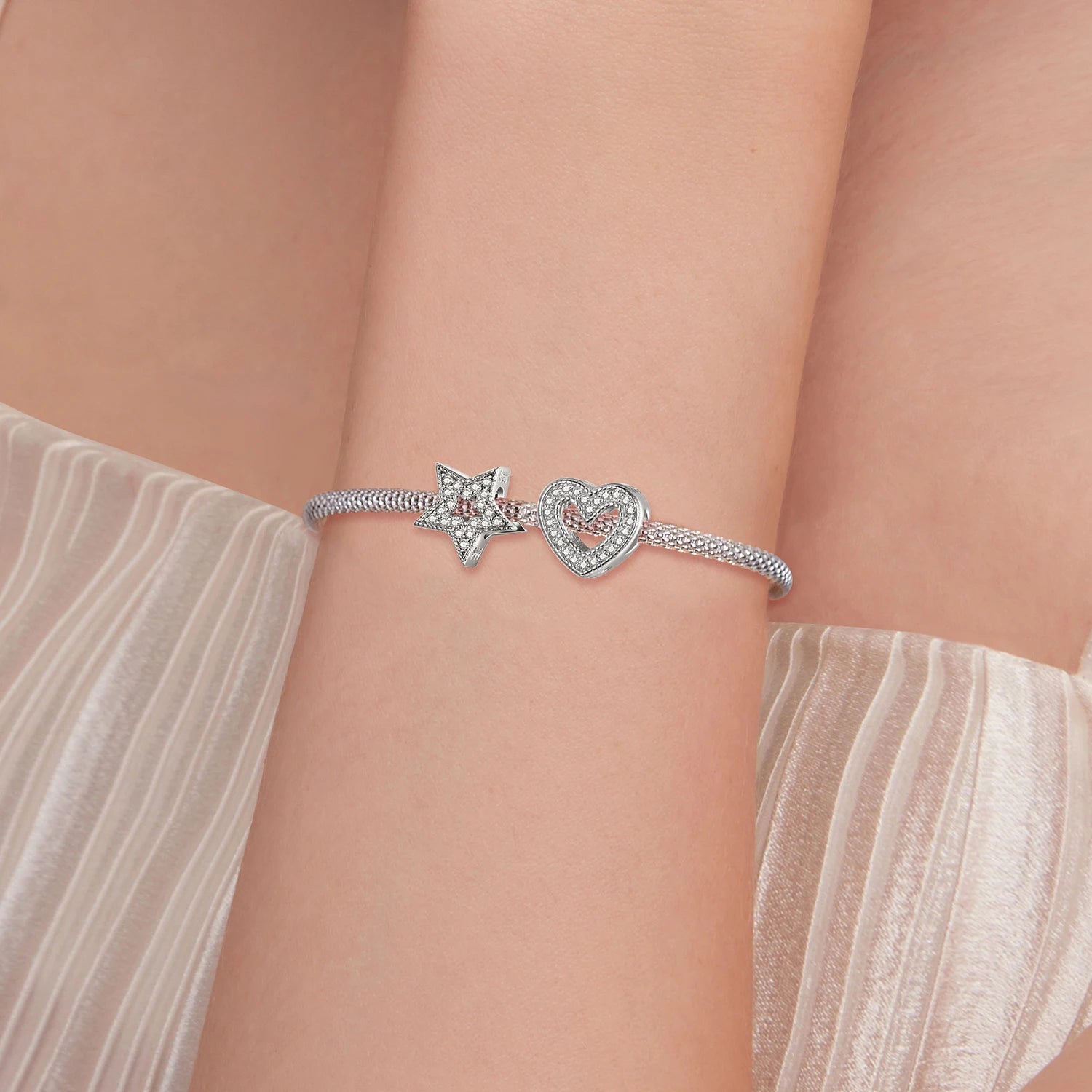 925 Sterling Silver Family Heart Cross Charm