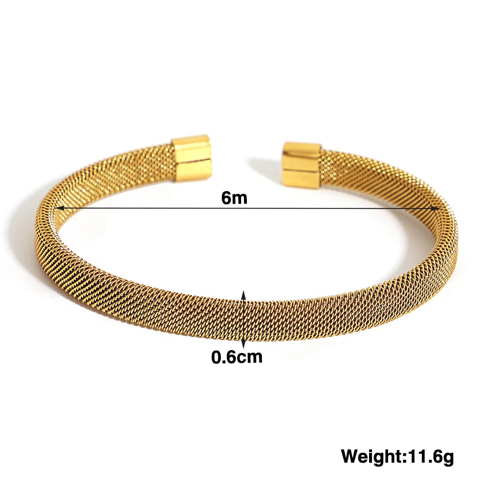 Hand-Woven Twisted Metal Open Bracelet