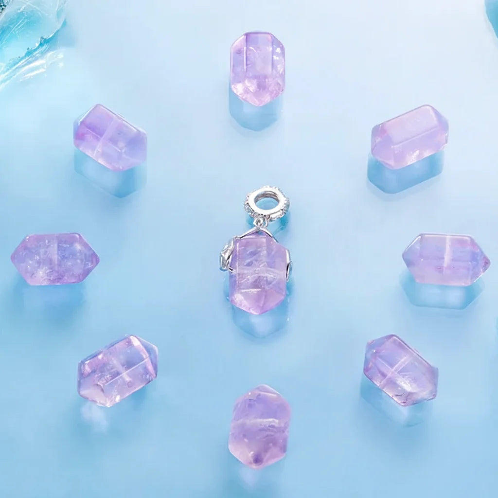 925 Sterling Silver Lucky Amazonite & Amethyst Charm