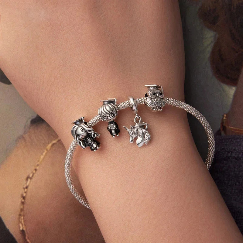 925 Sterling Silver Graduation Owl & Cap Charm