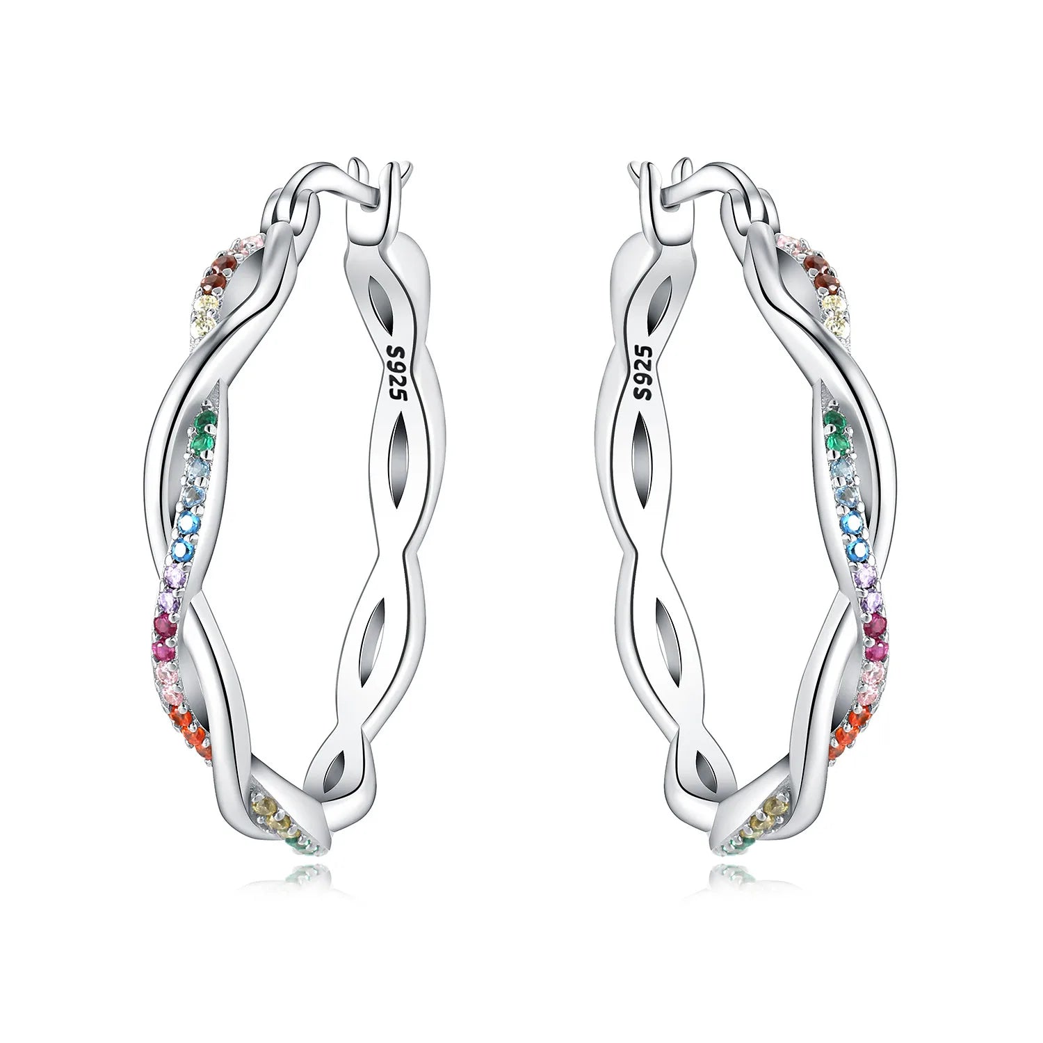 925 Sterling Silver Colorful Wavy Earrings