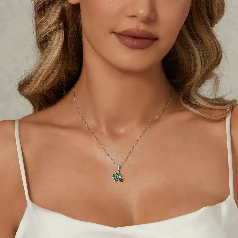 925 Sterling Silver Four-Leaf Clover & Ladybug Charm