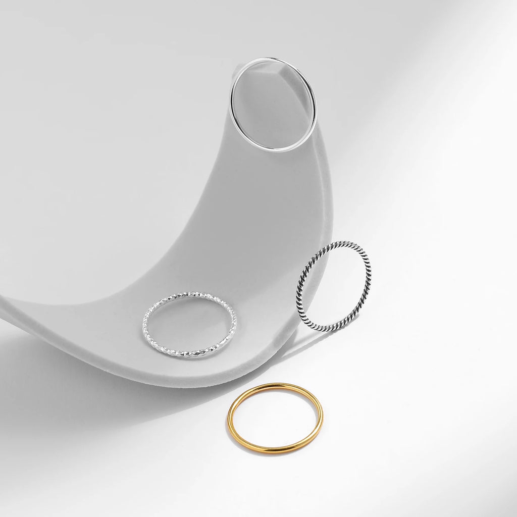 925 Sterling Silver Classic Wave Stackable Ring